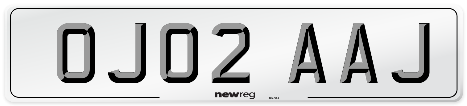 OJ02 AAJ Number Plate from New Reg